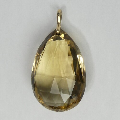 A large citrine gold mounted pendant, 19.6 grams, stone 26 x...