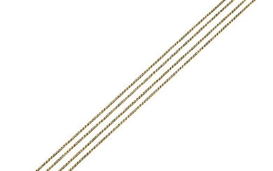 A late 19th century gold guard chain, of box link design, 23.6g, length 155.0cm