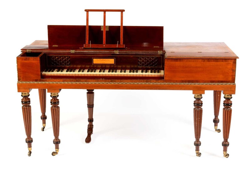 A late Georgian mahogany and brass mounted square piano