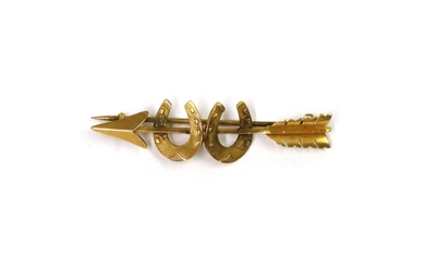 A late Victorian gold arrow and horseshoe brooch