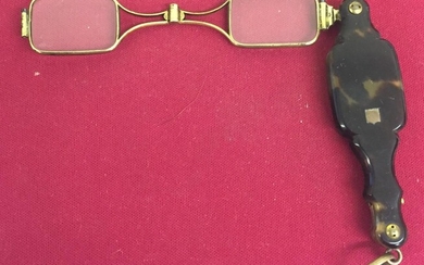 A pair of 18ct gold, Victorian Lorgnette folding glasses....