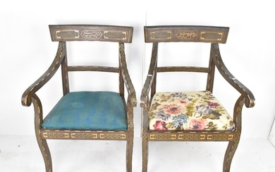 A pair of 19th century Persian Qajar katamkari chairs, in th...