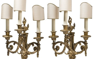 A pair of French gilt appliqués in Louis XVI style, 19th century