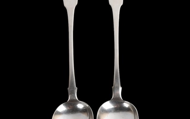 A pair of George IV silver Fiddle pattern basting spoons, Wi...