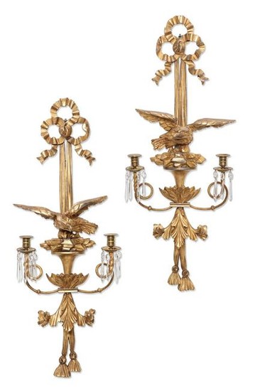 A pair of Neoclassical giltwood wall sconces