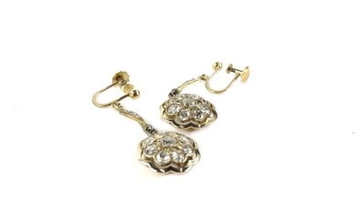 A pair of Victorian diamond drop earrings, each set...