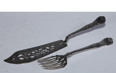 A pair of Victorian silver Coburg pattern fish servers, the ...