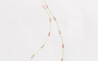 A pink tourmaline and eighteen karat gold necklace