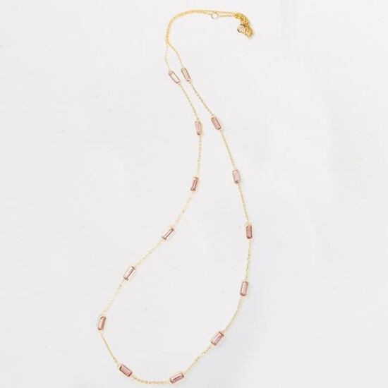 A pink tourmaline and eighteen karat gold necklace