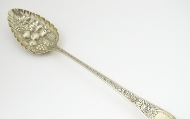 A silver berry spoon, hallmarked London 1794, maker Stephen ...