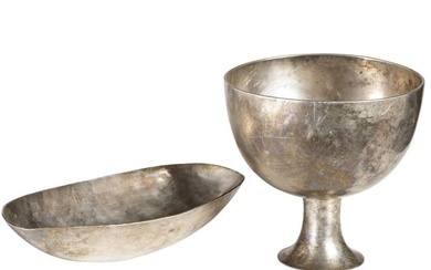 A silver goblet and bowl, Sasanian, 6th - 7th century A.D.