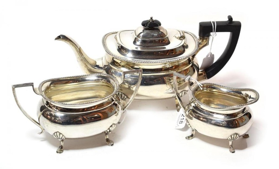 A three-piece George V silver tea-service, by Cooper Brothers and...