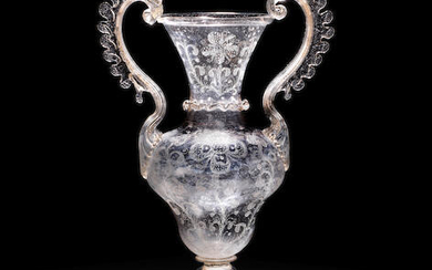 A very rare Venetian or façon de Venise engraved vase, circa 1700