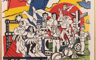 AFTER FERNAND LEGER (FRENCH, 1881-55) LITHOGRAPH IN COLORS ON WOVE PAPER, 1953, H 20.75", W 24.5", LA GRANDE PARADE