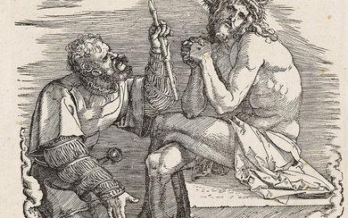 ALBRECHT DÜRER The Man of Sorrows Mocked by a Soldier. Woodcut, 1511. 200x19...