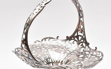 AN IMPRESSIVE AMERICAN SILVERPLATE BASKET, 19TH/20TH CENTURY, STAMPED 'FORBES, S.B. CO', 38CM HIGH, 1560 GRAMS