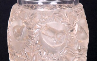 AN R LALIQUE BAGATELLE SHOULDERED TAPERING VASE 1930's with clear...