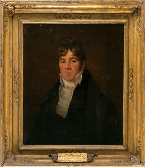 ATTRIBUTED TO GILBERT STUART, Massachusetts/Rhode Island/England, 1755-1828, Portrait of John Chafy, Esq., Oil on canvas, 30.5" x 25...