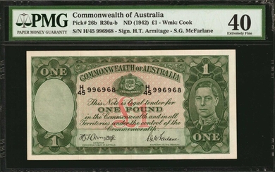 AUSTRALIA. Commonwealth of Australia. 1 Pound, ND (1942). P-26b. PMG Extremely Fine 40.