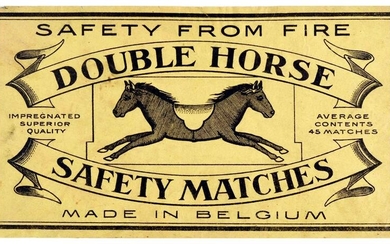 Advertising Poster Double Horse Safety Matches Belgium