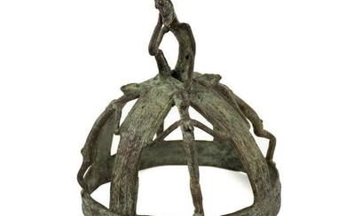 African Mali Dogon Bronze Figural Chief Crown