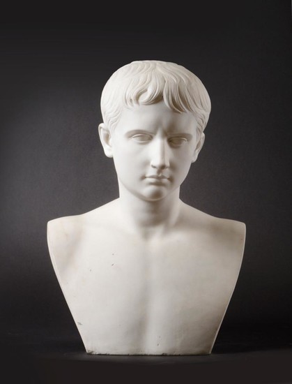 After the Antique: A Carved White Marble Bust of the...