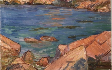 Agnes Richmond Rocky Coastal Oil on Canvas