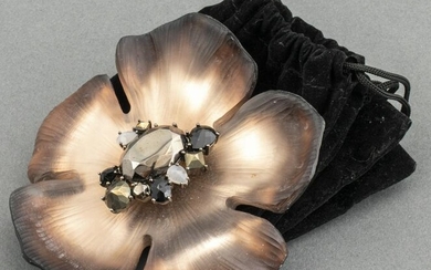 Alexis Bittar Lucite And Crystal Flower Brooch