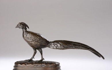 Alphonse Jules CONTOUR (1811-1888) Faisan Bronze à patine brune. Signé Contour sur la terrasse. H....