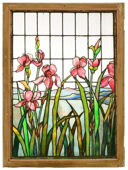 American Plated & Leaded Glass Landscape Window with