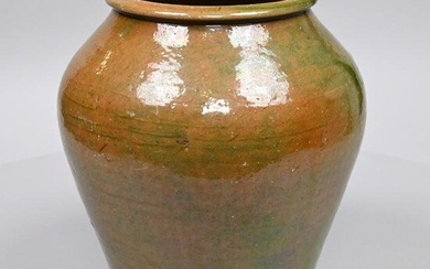 American Redware Green-Glazed Storage Jar