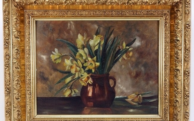 American School Daffodil Still Life Painting