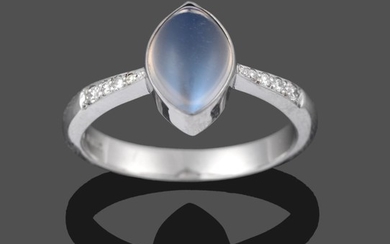 An 18 Carat White Gold Moonstone and Diamond Ring, the...