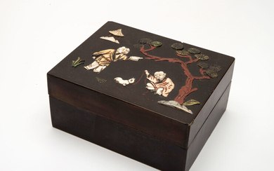 An Antique Japanese Lacquer Ivory and Jade box