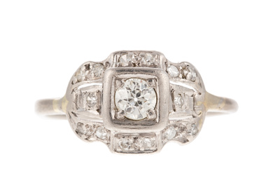 An Art Deco Style Diamond Ring in 18K
