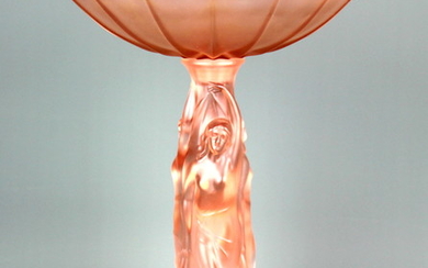 An Art Deco pink frosted glass centrepiece, H. 31cm.