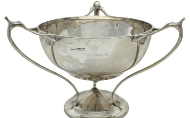 An Art Nouveau Silver Bowl Having three stylish handles emanating from a circular base. Hallm...