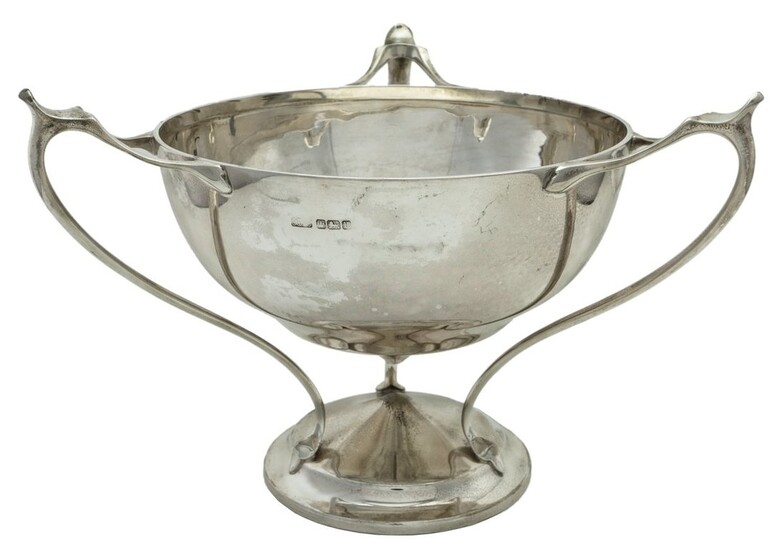 An Art Nouveau Silver Bowl Having three stylish handles emanating from a circular base. Hallm...