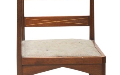 An Art Nouveau inlaid mahogany corner chair