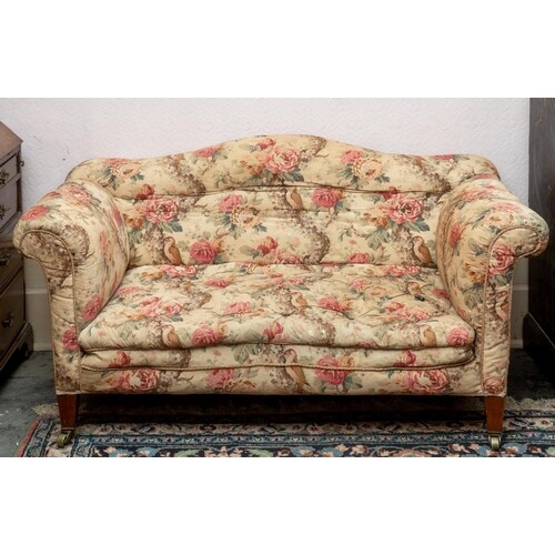 An Edwardian upholstered two seater settee, of small proport...