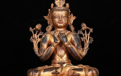 An Elaborate Gilt-Bronze Figure Of White Tara