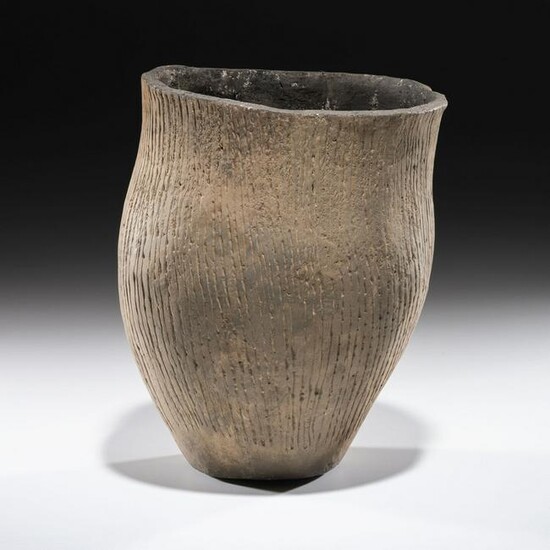 An Incised Hopewell Pottery Jar, 8-1/2 x 6-1/2 in.