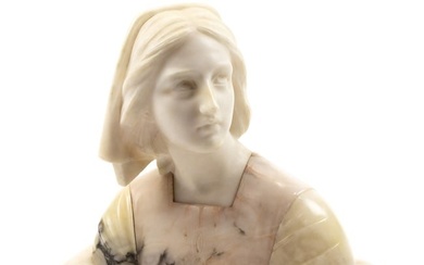 An Italian alabaster bust of Jeanne d'Arc by Guiseppe Besli (1957 -1922), late 19th/early 20th
