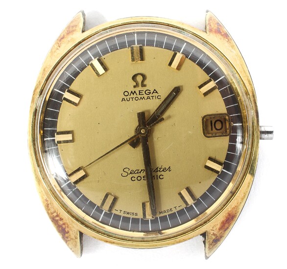 An Omega Seamaster Cosmic gents automatic wristwatch, the gilt dial with blue chapter ring