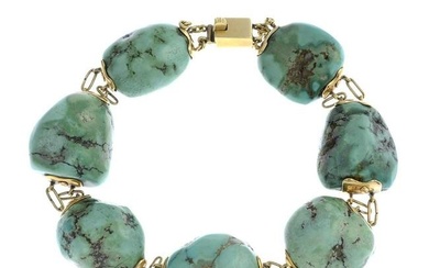An early 20th century 18ct gold turquoise