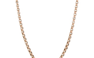 An early 20th century 9ct gold belcher-link chain necklace, ...