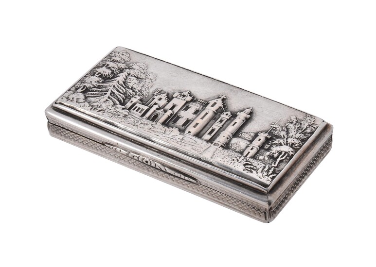An early Victorian silver castle top snuff box Nathaniel Mills