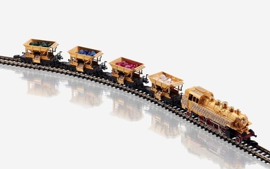 An eighteen karat gold, diamond, and synthetic gemstone model train No. 12, Halberstadt Märklin