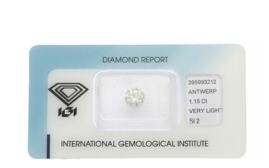An unmounted brilliant-cut diamond weighing 1.15 ct. Colour Natural Very Light Grey. Clarity SI2.