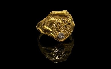 Antique 14K Yellow Gold & Diamond Ring Size 7